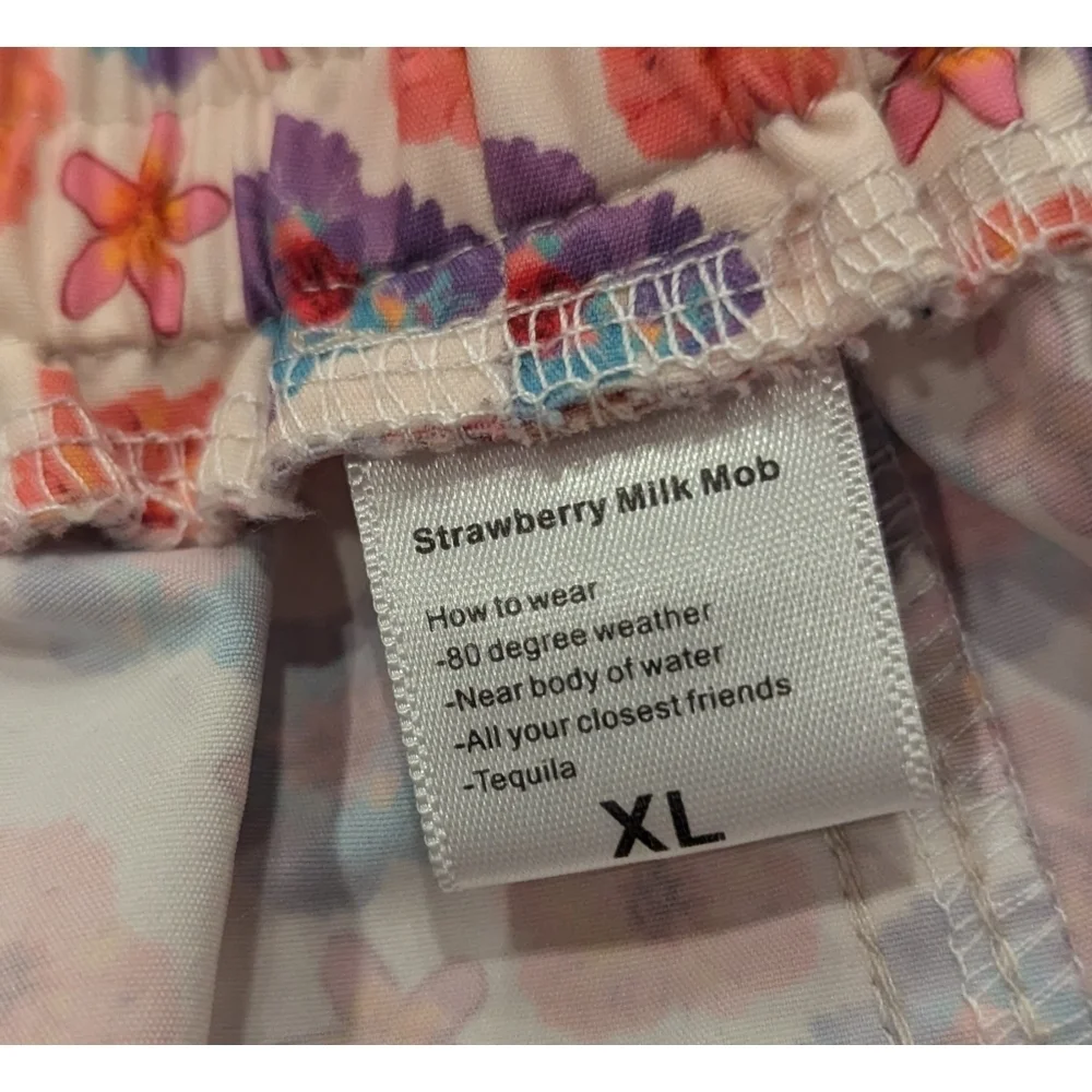 Strawberry Milk Mob Paloma Floral Swim Shorts Size XL